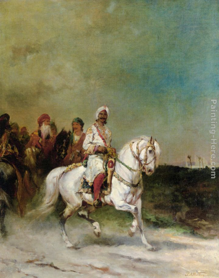 A Maharaja on a White Horse painting - James Alexander Walker A Maharaja on a White Horse art painting
